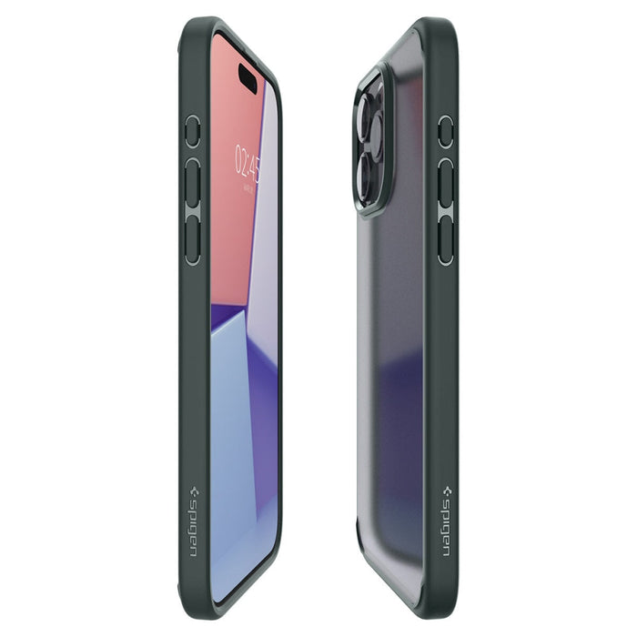 Кейс Spigen Ultra Hybrid за iPhone 15 Pro със зелена рамка