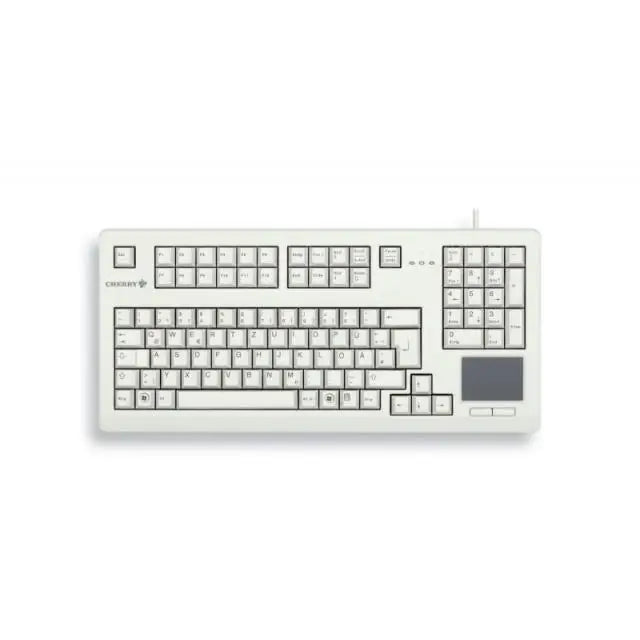 Компактна жична клавиатура CHERRY G80-11900 с Trackball сива