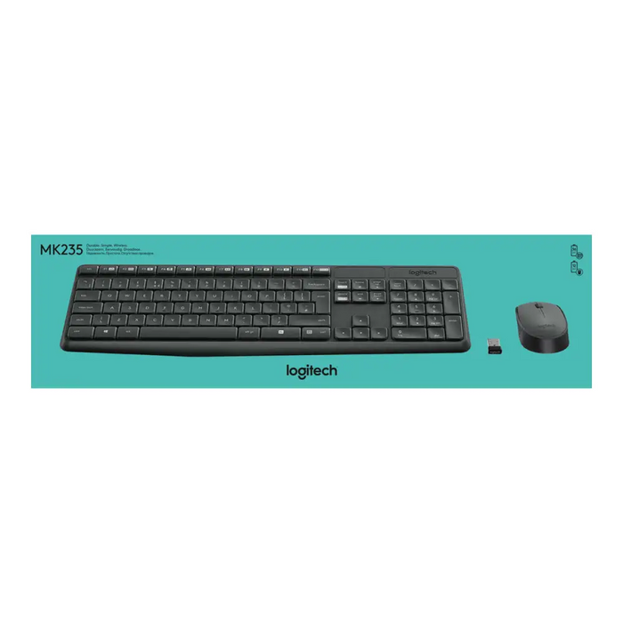 Комплект Безжични Клавиатура + Мишка Logitech MK235 USB Grey