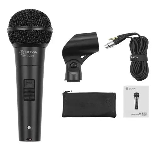 Микрофон BOYA жичен динамичен с XLR кабел,черен
