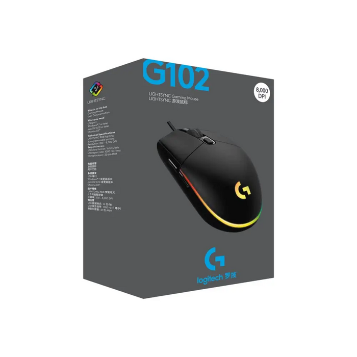 Мишка Gaming Logitech G102 Lightsync 8000 dpi RGB Черен