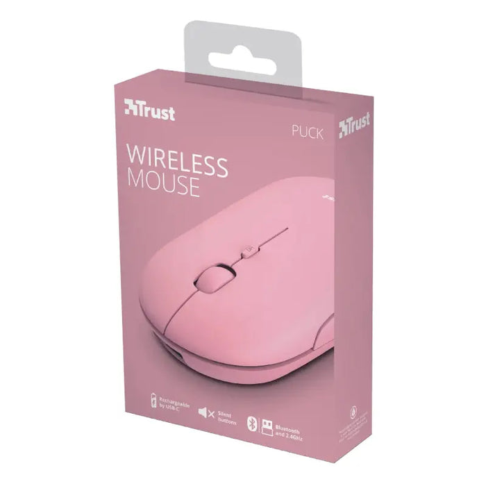 Мишка TRUST Puck Wireless & BT Rechargeable Mouse Pink