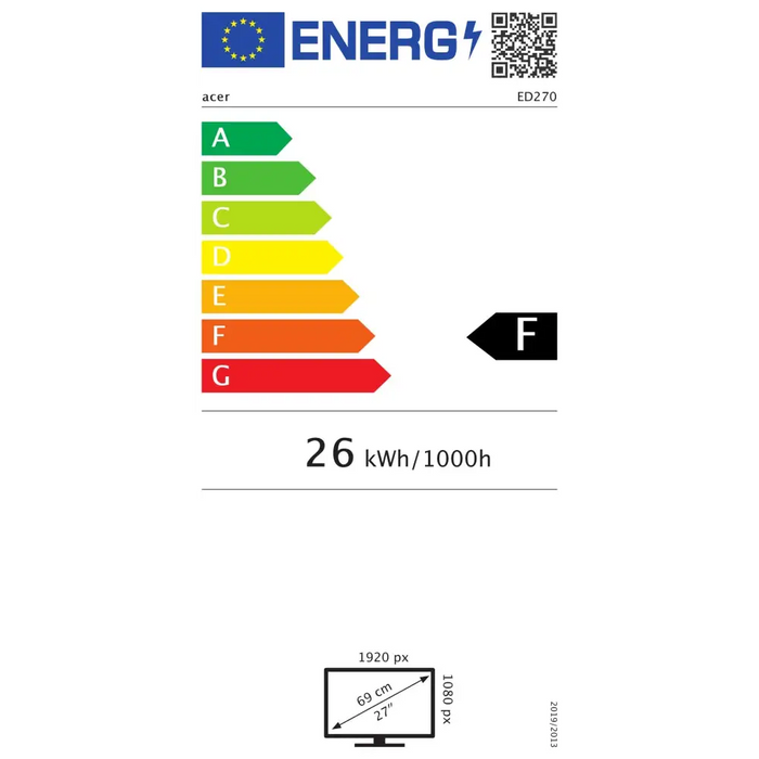 Монитор Acer ED270Xbiipx 27’’ Curved 1500R VA