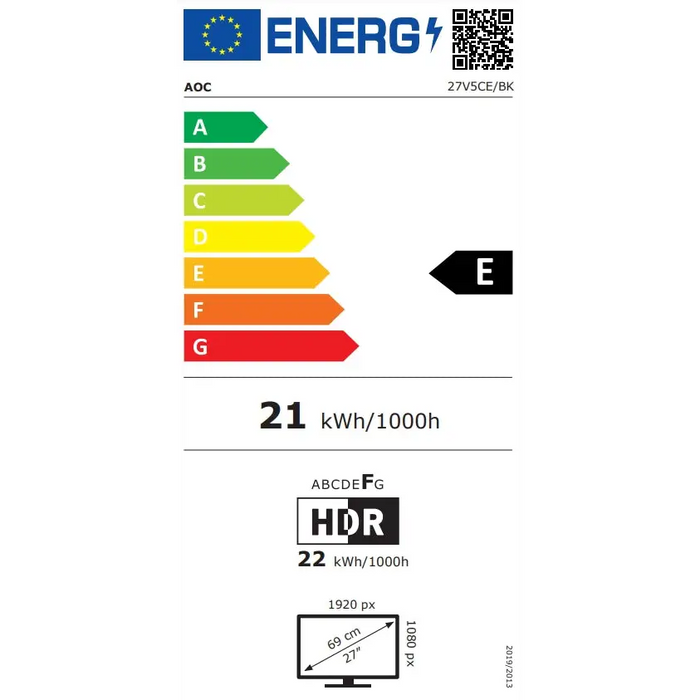 Монитор AOC 27V5CE/BK 27’ IPS WLED 1920x1080@75Hz