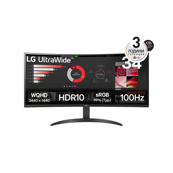 Монитор LG 34WR50QK-B 34’’ UltraWide Curved AG