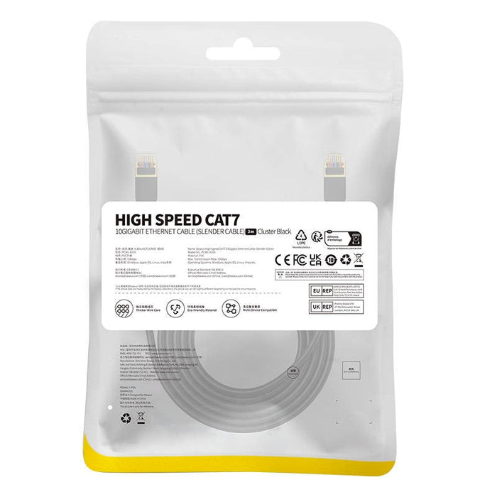 Мрежов кабел Baseus Cat 7 10Gb Ethernet RJ45 3m черен