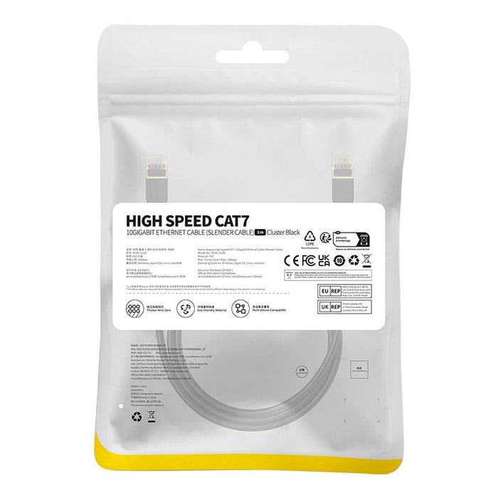 Мрежов кабел Baseus Cat 7 Gigabit Ethernet RJ45 1m черен