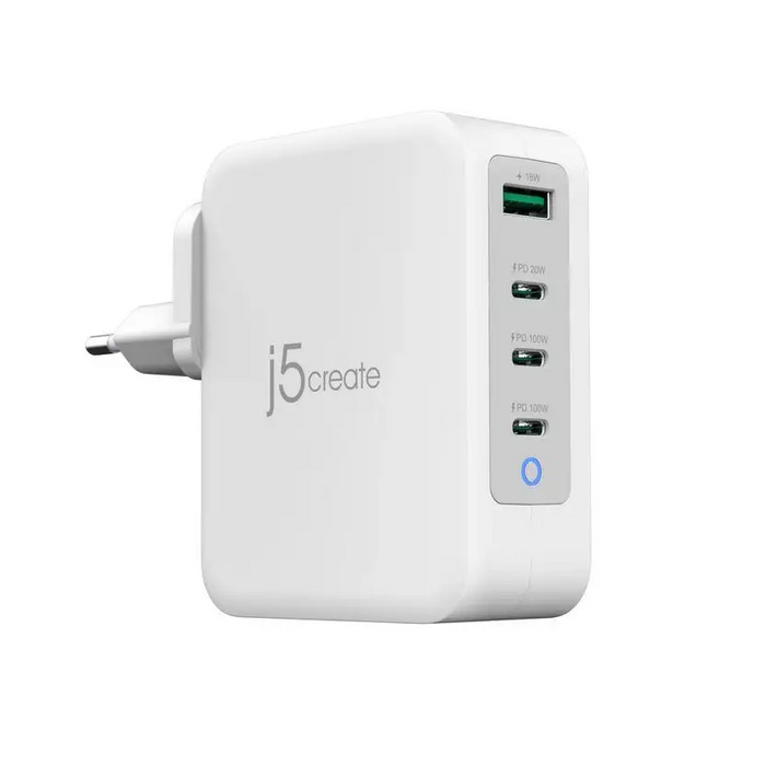 Мрежово зарядно j5create JUP43130E 130W 4 порта USB-C USB-A