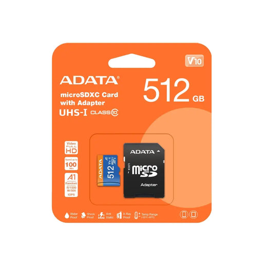 Памет ADATA 512GB MicroSDXC UHS-I CLASS 10 (with adapter)