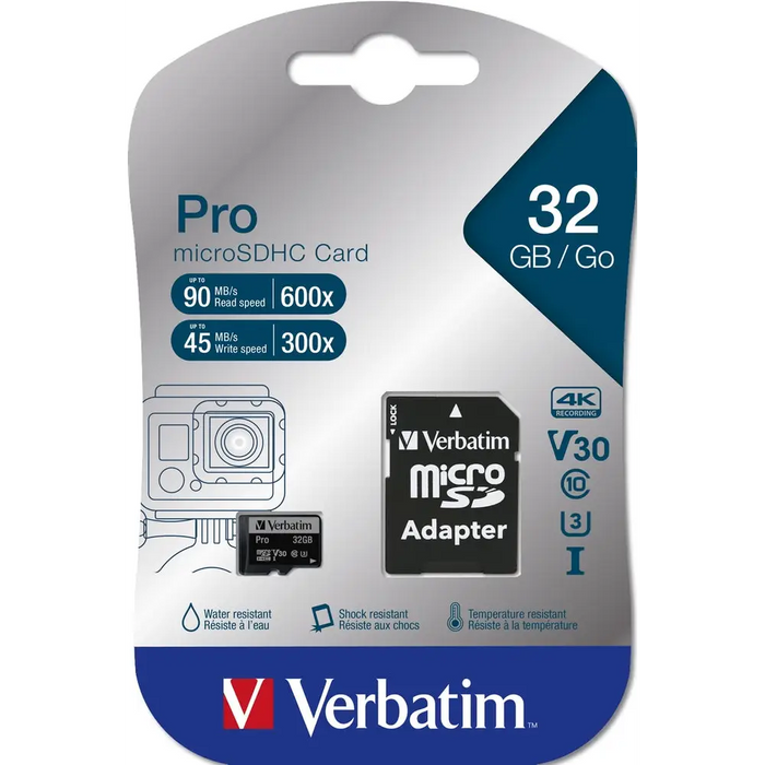 Памет Verbatim PRO micro SDHC 32GB Class 10 UH (Incl.