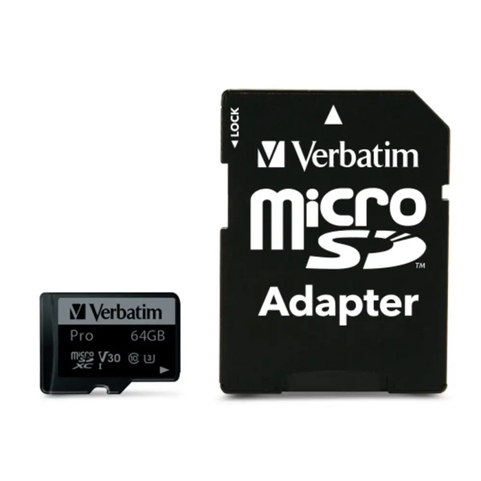 Памет Verbatim PRO micro SDXC 64GB Class 10 UH (Incl.