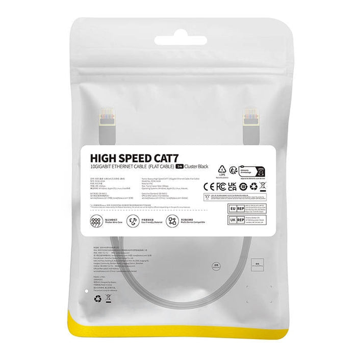 Плосък мрежов кабел Baseus Cat 7 UTP Ethernet RJ45 1 m черен