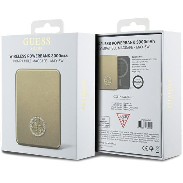 Преносима батерия Guess GUPBM3AL4DMD 5W 3000mAh златиста /