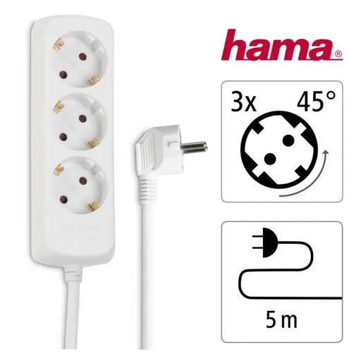 Разклонител HAMA 108842 3 гнезда 5.0 м защита за деца Бял