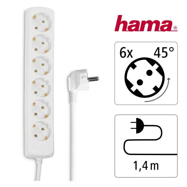 Разклонител HAMA 30383 6гнезда 1.4м,бял