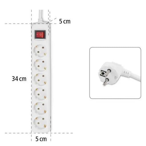 Разклонител HAMA 30384,6гнезда 1.4м,бял с бутон вкл/изкл
