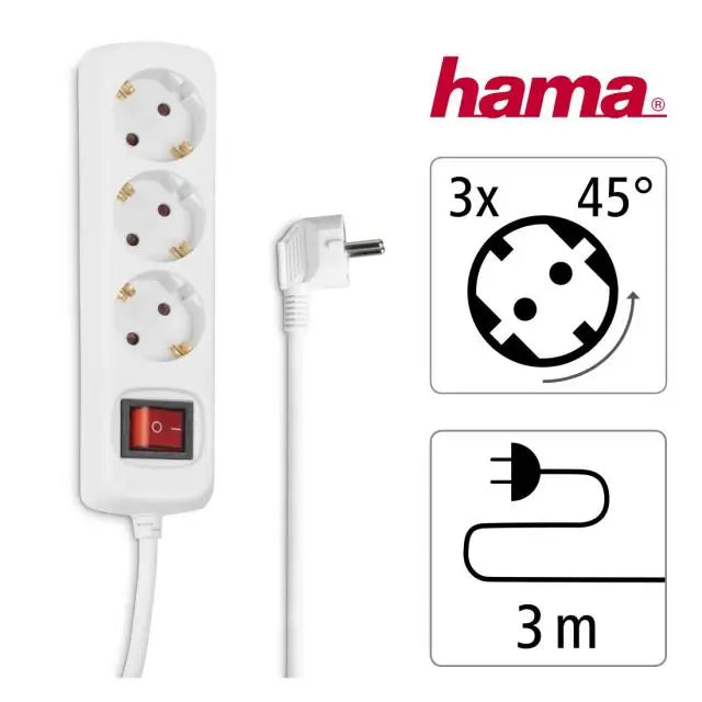 Разклонител HAMA 30535 3гнезда 3м,бял