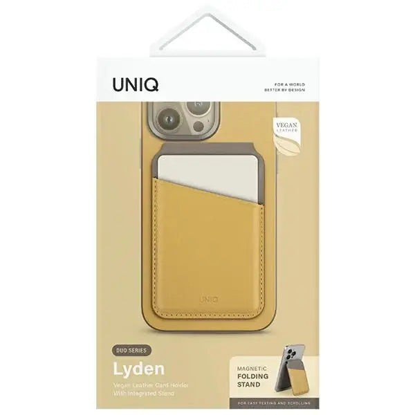 RFID магнитно портмоне със стойка Uniq Lyden DS жълто и сиво