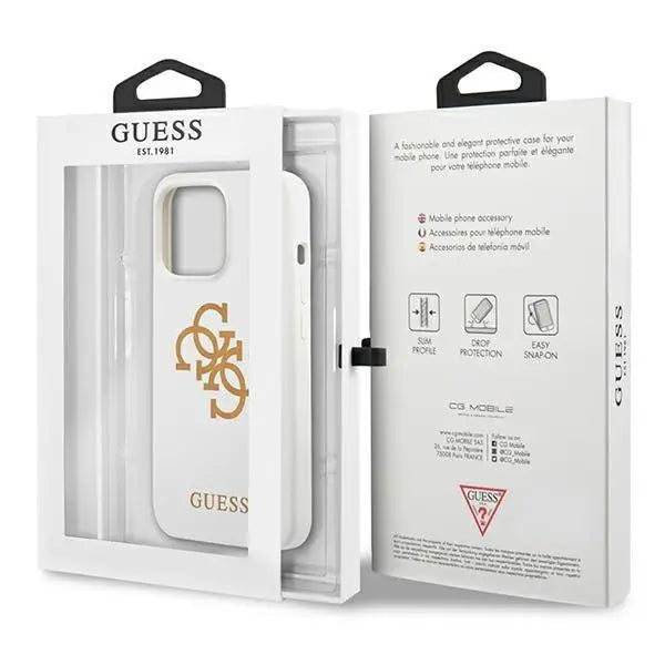 Силиконов кейс Guess Logo за Apple iPhone 13 Pro Max Бял