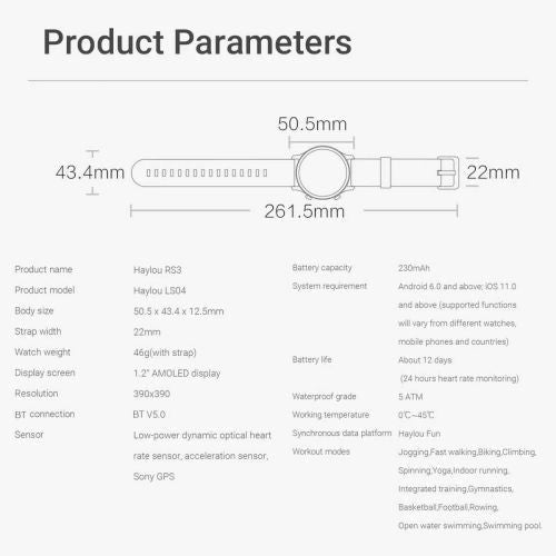 Смарт часовник Haylou RS3 LS04 1.2-Inch AMOLED 230mAh GPS