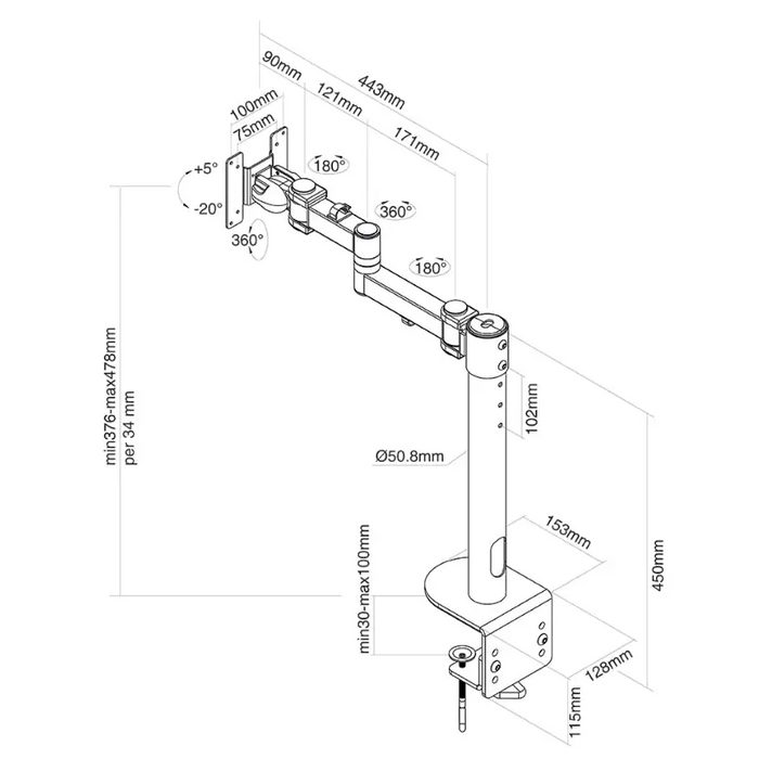 Стойка Neomounts by NewStar Flat Screen Desk Mount