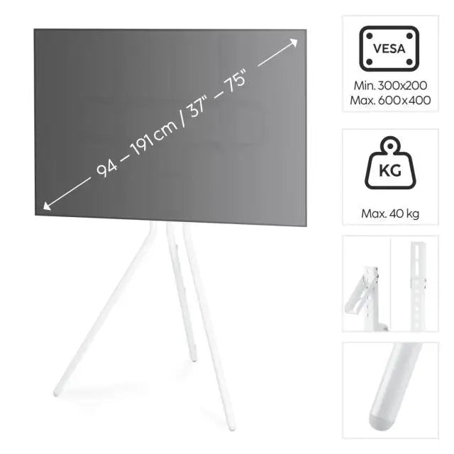 Стойка за TV HAMA Easel design до 191см / 75’ 600x400 Бяла