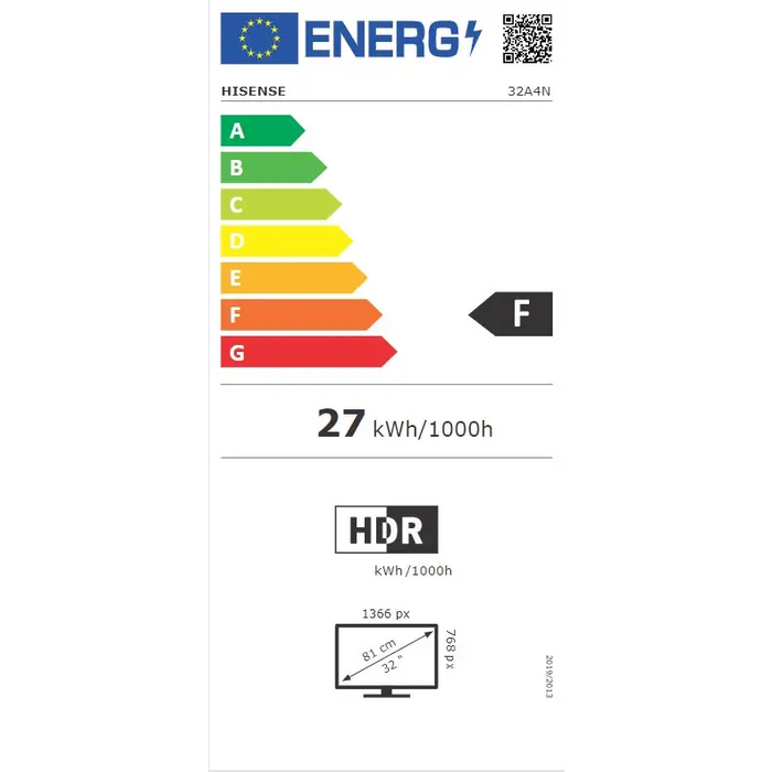 Телевизор Hisense 32’’ A4N HD 1366x768,3000:1