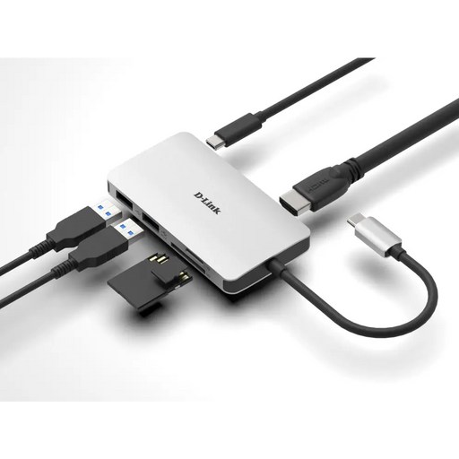 USB хъб D-Link 6-in-1 USB-C Hub with HDMI/Card