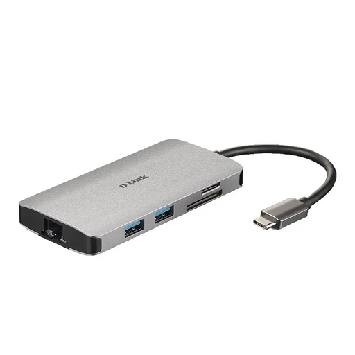 USB хъб D-Link 8-in-1 USB-C Hub with HDMI/Ethernet/Card