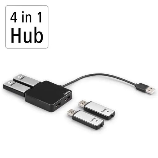 USB хъб HAMA 4 портов USB 2.0 480 Mbit/s Черен
