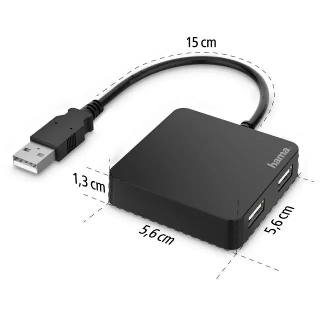 USB хъб HAMA 4 портов USB 2.0 480 Mbit/s Черен