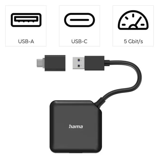 USB хъб HAMA USB-А 4-портов USB 3.2 Gen 1 5