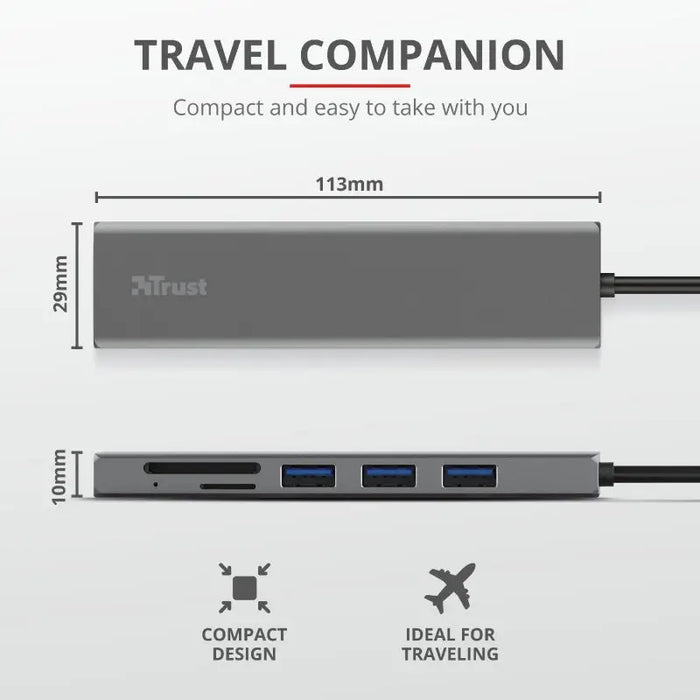 Usb хъб TRUST Halyx Fast USB-C Hub & Card Reader