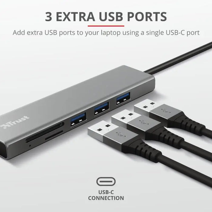 Usb хъб TRUST Halyx Fast USB-C Hub & Card Reader