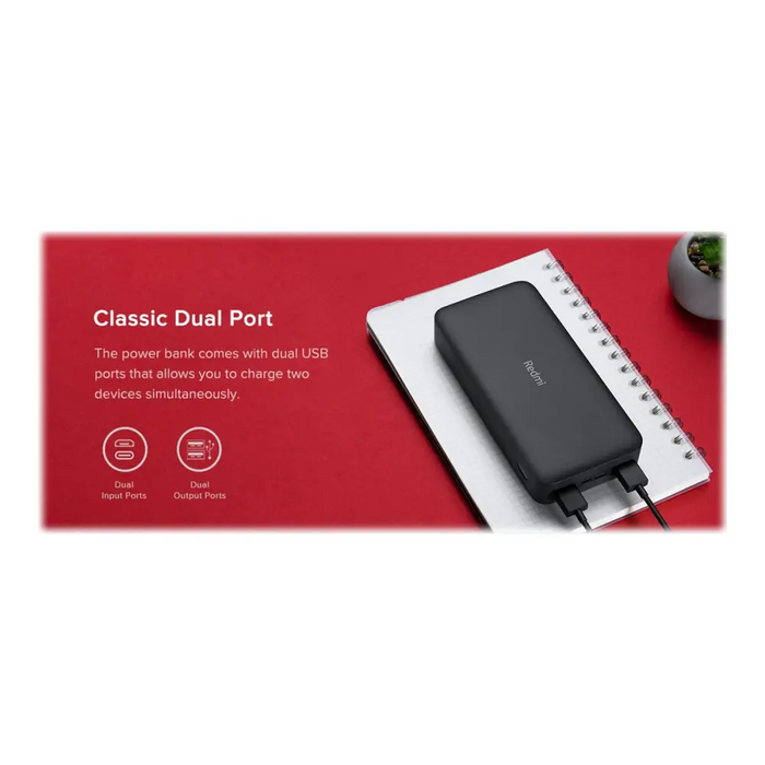 XIAOMI 20000mAh Redmi 18W Fast Charge Power Bank (Black)