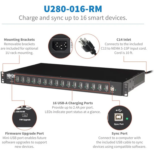 Захранващ модул Eaton Tripp-Lite 16-Port USB