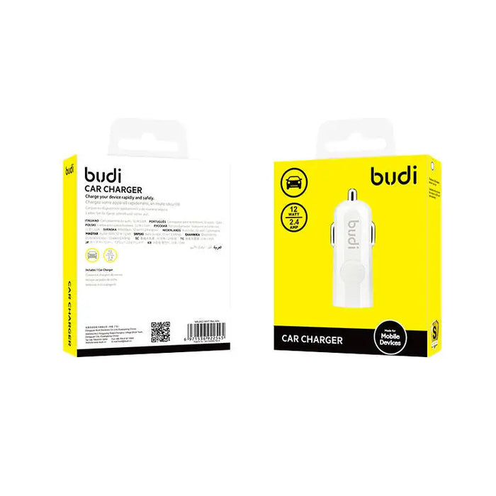 Зарядно за кола Budi LED 1x USB 2.4A бяло