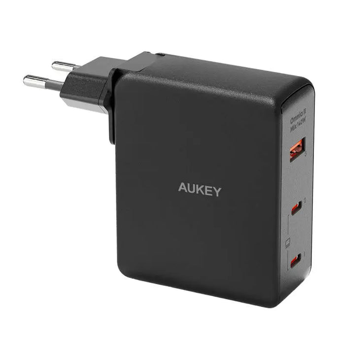 Зарядно Aukey PA-B7O 1xUSB-A 2xUSB-C 140W GaN черно