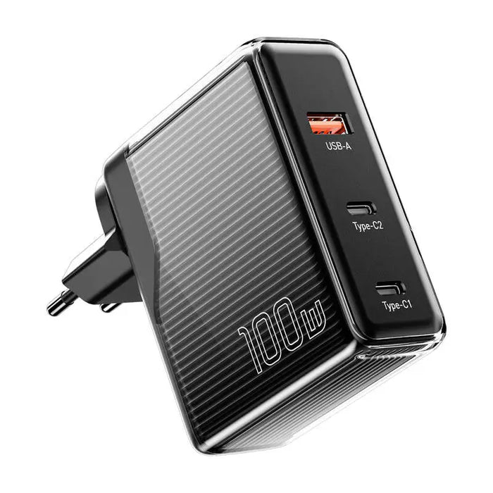 Зарядно Essager ECT2CA-ZXB01-Z GaN USB-A USB-C 100W черно