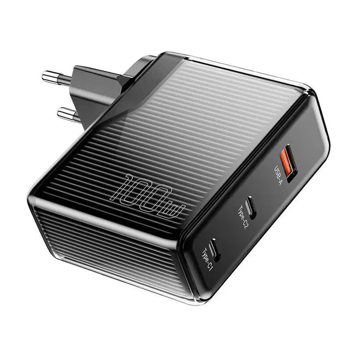 Зарядно Essager ECT2CA-ZXB01-Z GaN USB-A USB-C 100W черно