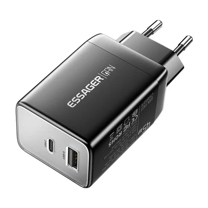 Зарядно Essager ECT45W-LJB01-Z 45W USB-C + USB-A черно