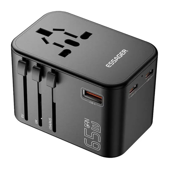 Зарядно Essager ECT65-LT01-Z 2x USB-C 1x USB-A 65W черно