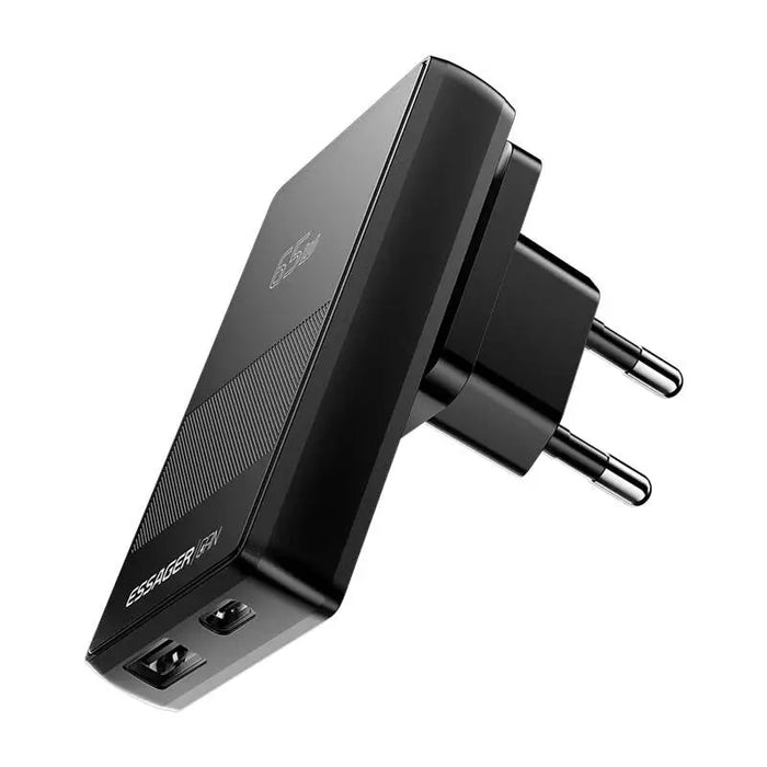 Зарядно Essager ECT65W-QCB01-Z GaN 65W USB - A + USB