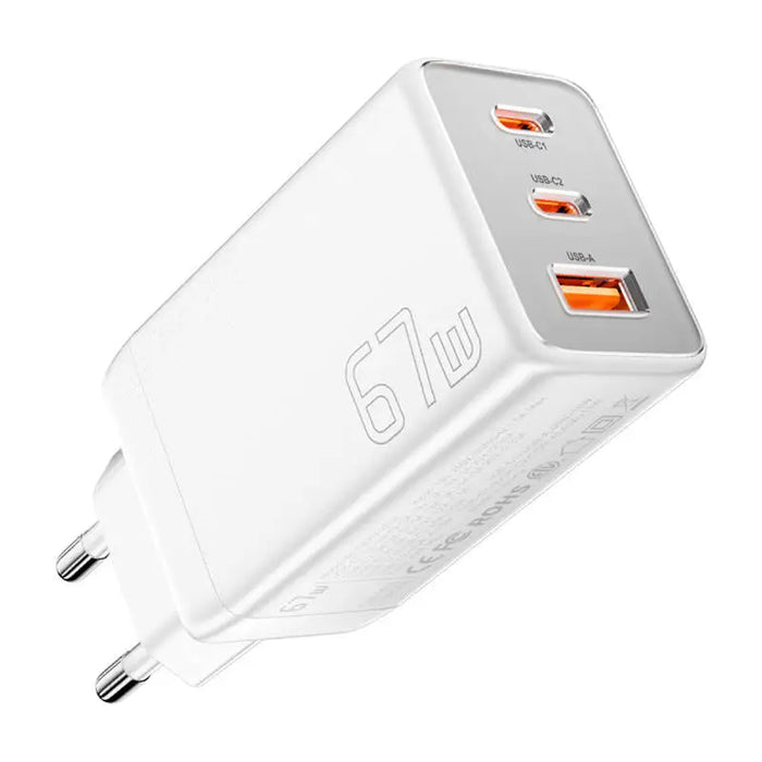 Зарядно Essager ECTAC-KSB02-Z GaN 67W 2 USB-C + USB-A бяло