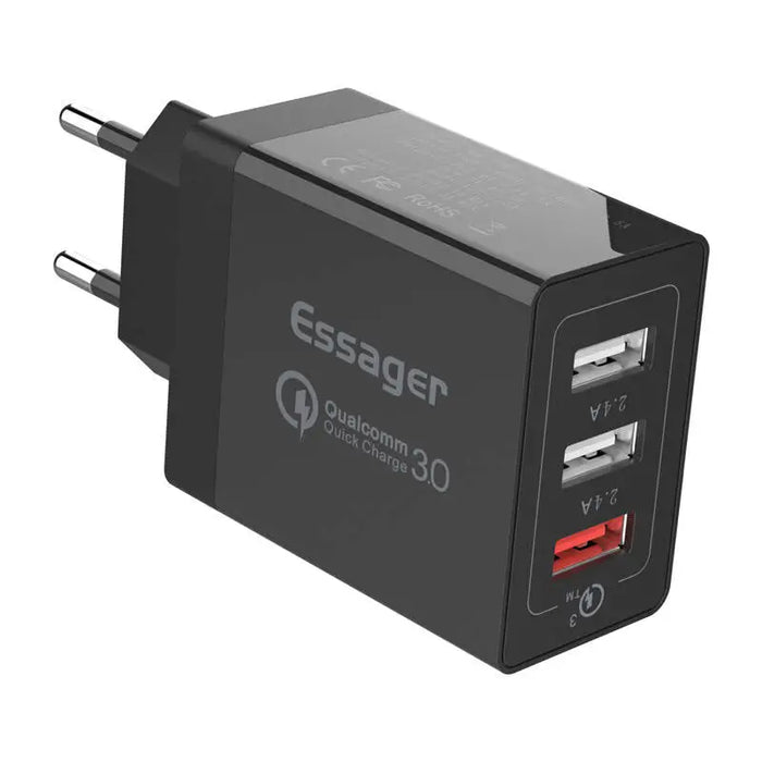 Зарядно Essager ECTQC3-FBB01 3xUSB 30W черно