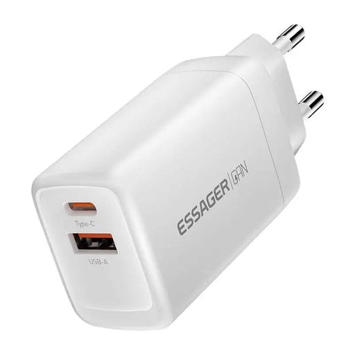 Зарядно Essager USB-C + USB-A 65W GaN бяло