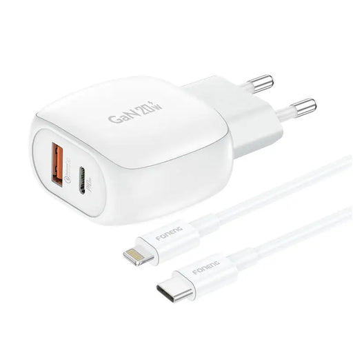 Зарядно Foneng EU41 USB-C + USB-A 20W USB-C / Lightning бяло