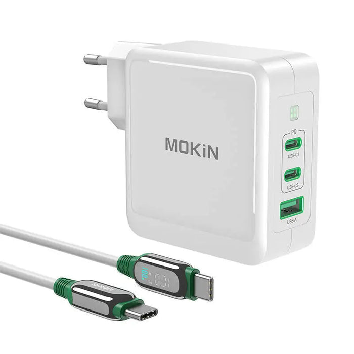 Зарядно MOKiN PD140W 2C1A GaN 2xUSB-C 1xUSB-A черно