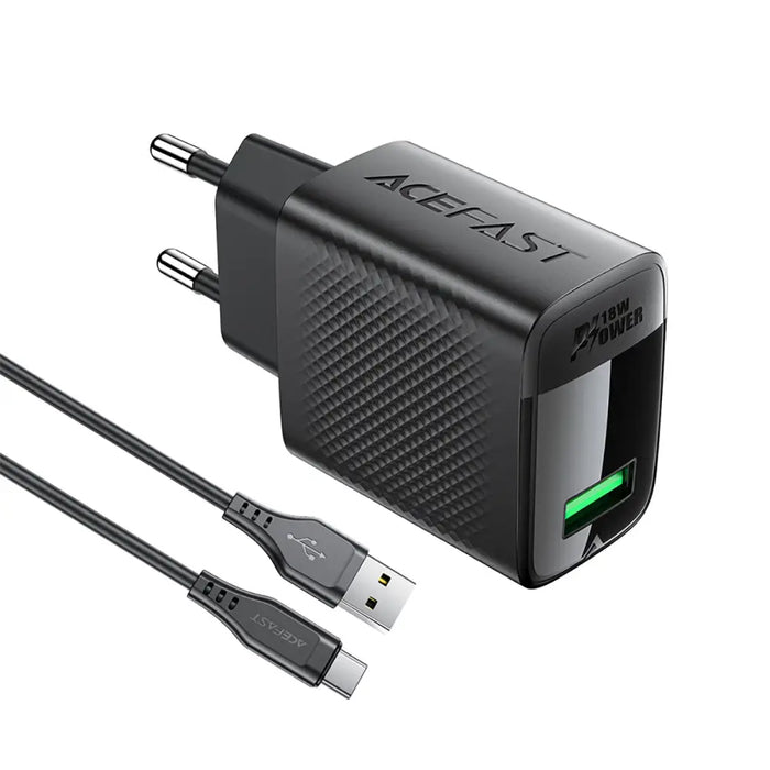 Зарядно с кабел Acefast A90 GaN USB-A QC 18W