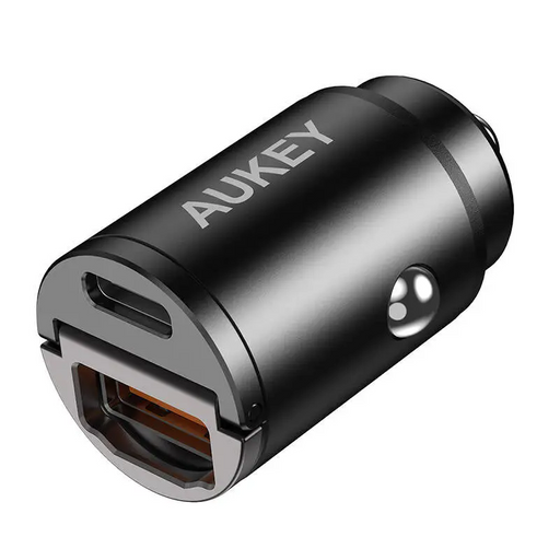 Зарядно за кола Aukey CC-A3 1xUSB-A 1xUSB-C 30W черно